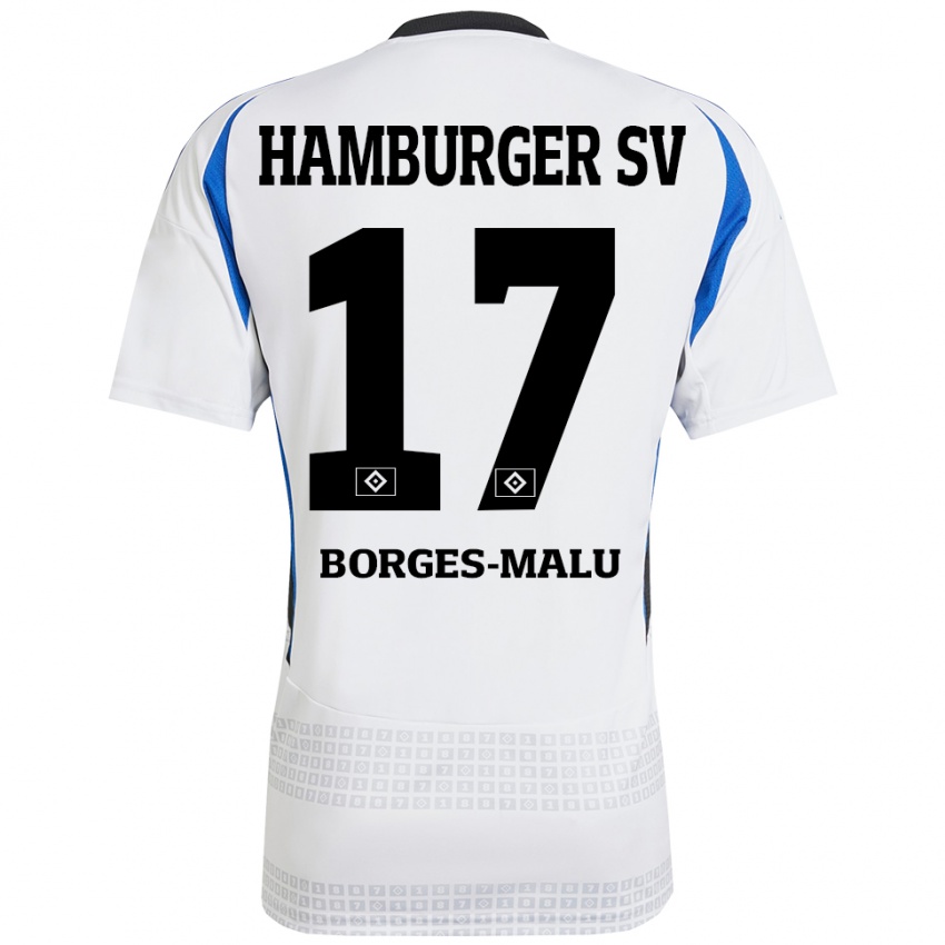 ילדים Louis Borges-Malu #17 לבן כחול ג'רזי ביתית 2024/25 חולצה קצרה