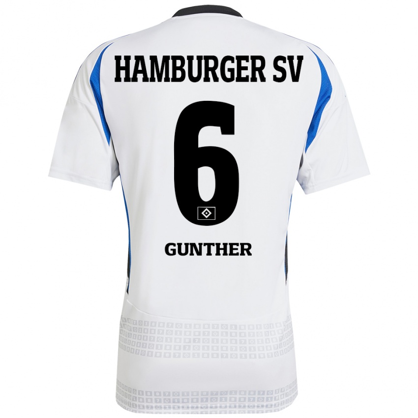 ילדים Hannah Günther #6 לבן כחול ג'רזי ביתית 2024/25 חולצה קצרה
