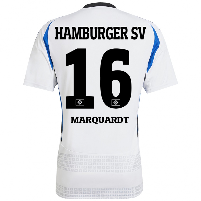 ילדים Dana Marquardt #16 לבן כחול ג'רזי ביתית 2024/25 חולצה קצרה
