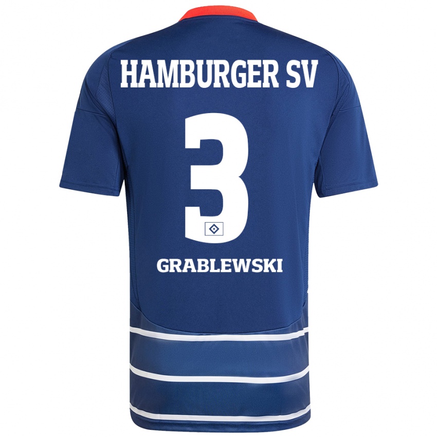 ילדים Max Grablewski #3 כחול כהה הרחק ג'רזי 2024/25 חולצה קצרה