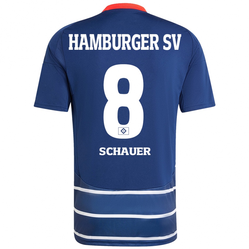 ילדים Martin Schauer #8 כחול כהה הרחק ג'רזי 2024/25 חולצה קצרה