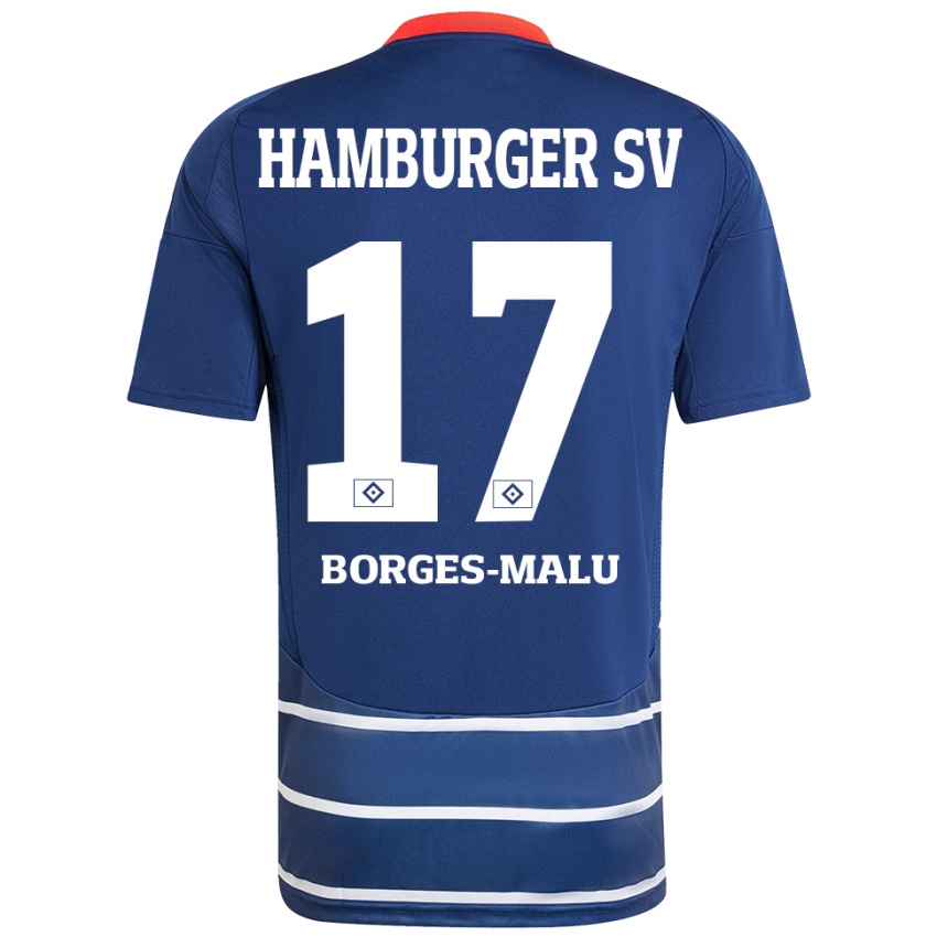 ילדים Louis Borges-Malu #17 כחול כהה הרחק ג'רזי 2024/25 חולצה קצרה