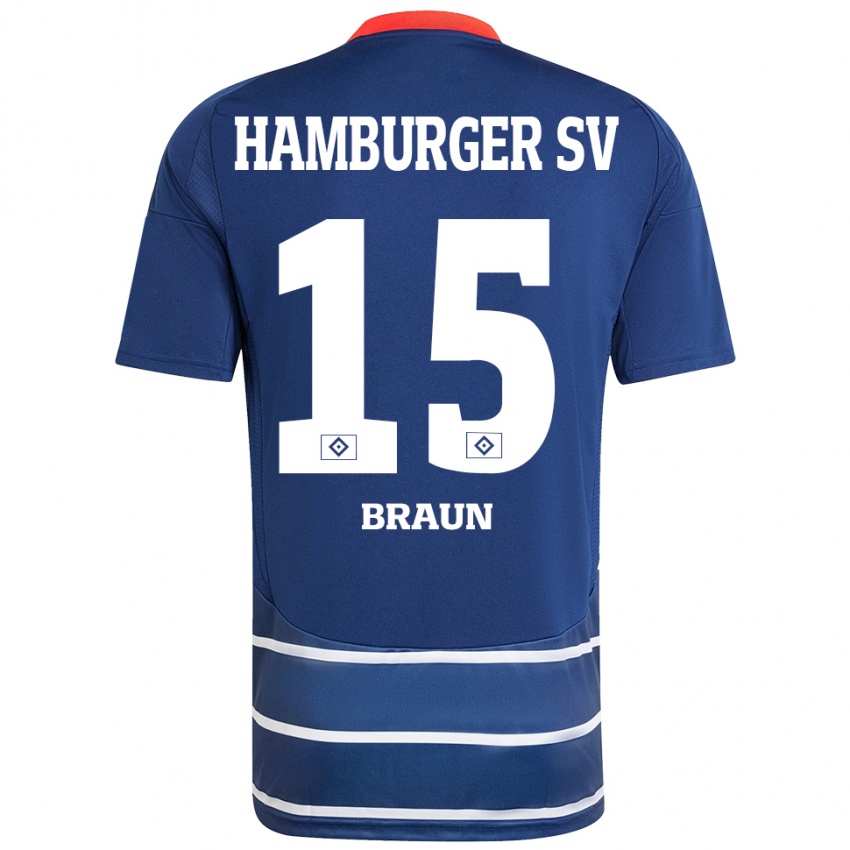 ילדים Jana Braun #15 כחול כהה הרחק ג'רזי 2024/25 חולצה קצרה
