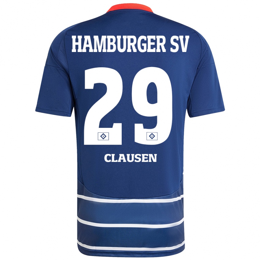 ילדים Lina Clausen #29 כחול כהה הרחק ג'רזי 2024/25 חולצה קצרה