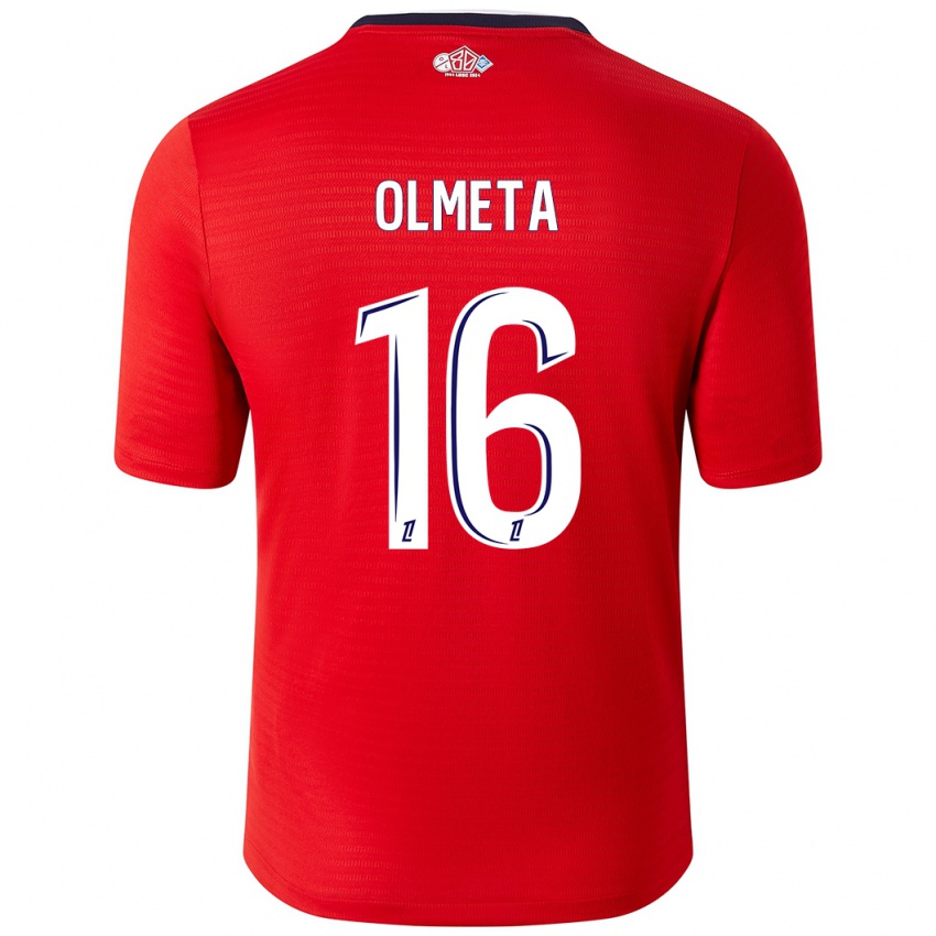 גברים Lisandru Olmeta #16 אדום לבן ג'רזי ביתית 2024/25 חולצה קצרה