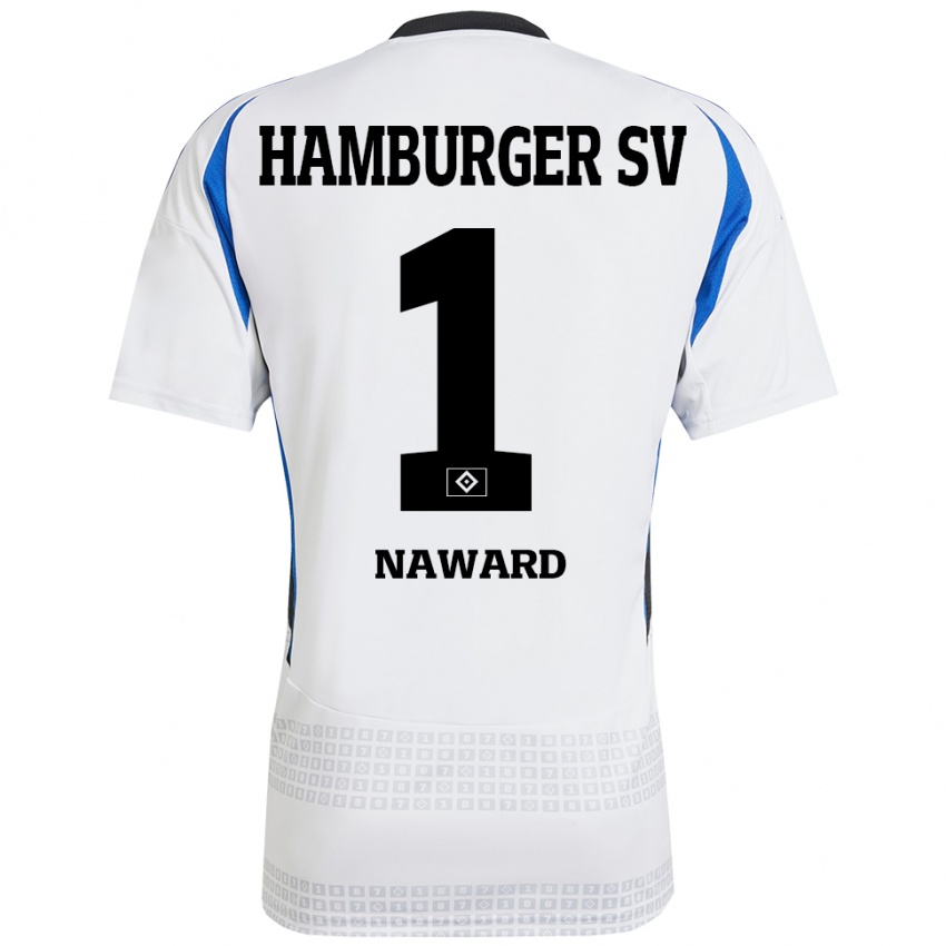 גברים Lela Naward #1 לבן כחול ג'רזי ביתית 2024/25 חולצה קצרה
