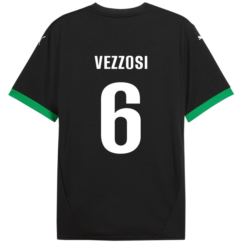 נשים Giorgio Vezzosi #6 שחור ירוק כהה ג'רזי ביתית 2024/25 חולצה קצרה