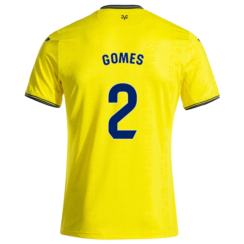 נשים Vique Gomes #2 צהוב שחור ג'רזי ביתית 2024/25 חולצה קצרה