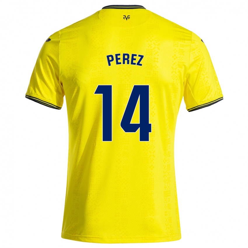 נשים Nerea Pérez #14 צהוב שחור ג'רזי ביתית 2024/25 חולצה קצרה
