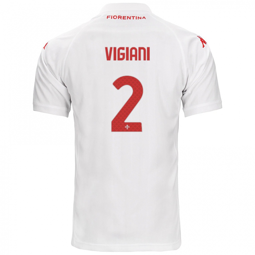 נשים Lorenzo Vigiani #2 לָבָן הרחק ג'רזי 2024/25 חולצה קצרה