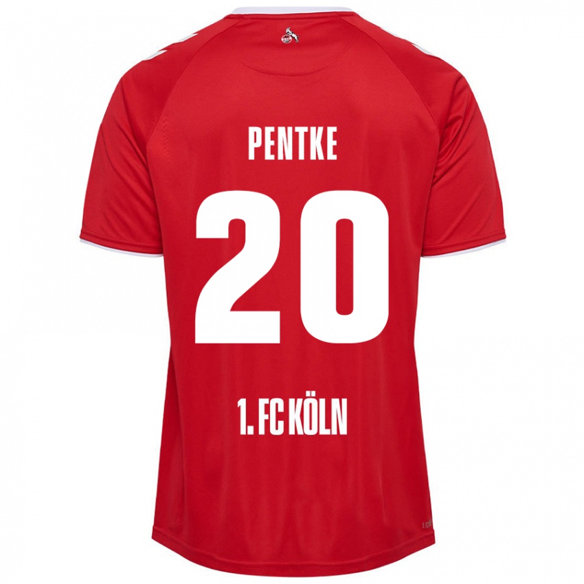 ילדים Philipp Pentke #20 אדום לבן הרחק ג'רזי 2024/25 חולצה קצרה