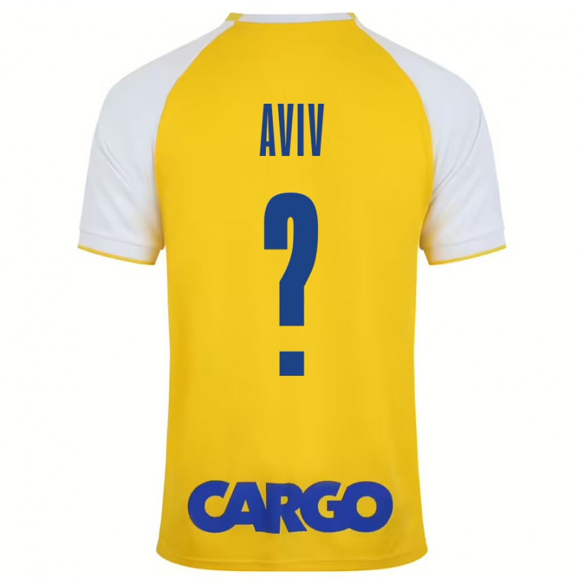 גברים Yoyo Aviv #0 צהוב לבן ג'רזי ביתית 2024/25 חולצה קצרה