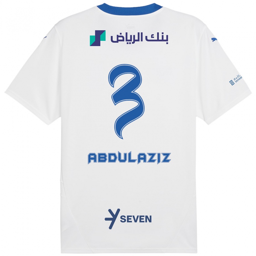 גברים Al Jawhara Abdulaziz #3 כחול לבן הרחק ג'רזי 2024/25 חולצה קצרה