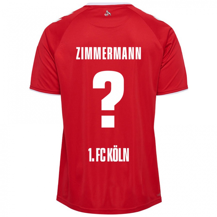 גברים Nick Zimmermann #0 אדום לבן הרחק ג'רזי 2024/25 חולצה קצרה