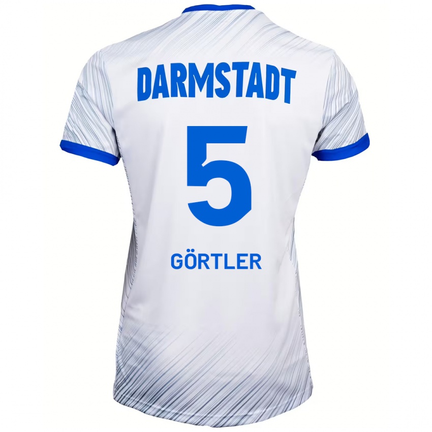 גברים Bastian Görtler #5 לבן כחול הרחק ג'רזי 2024/25 חולצה קצרה