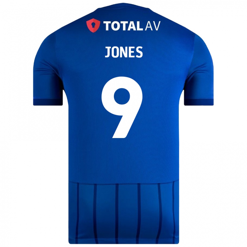 ילדים Emma Jones #9 כְּחוֹל ג'רזי ביתית 2024/25 חולצה קצרה