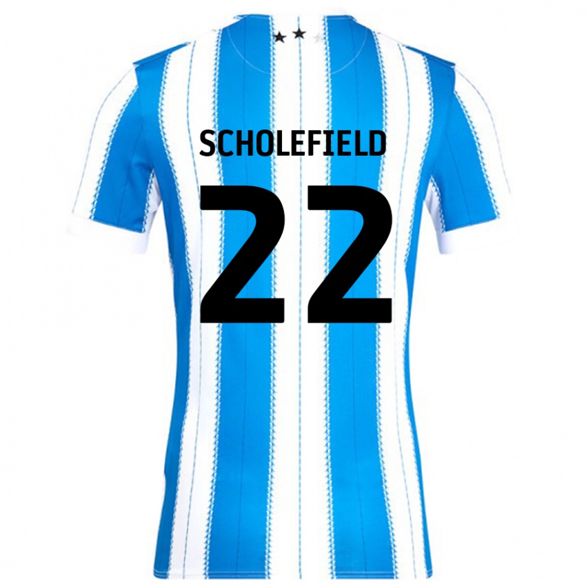 ילדים Lois Scholefield #22 כחול לבן ג'רזי ביתית 2024/25 חולצה קצרה