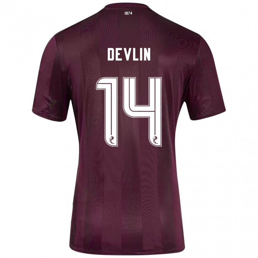 ילדים Cammy Devlin #14 בורדו ג'רזי ביתית 2024/25 חולצה קצרה