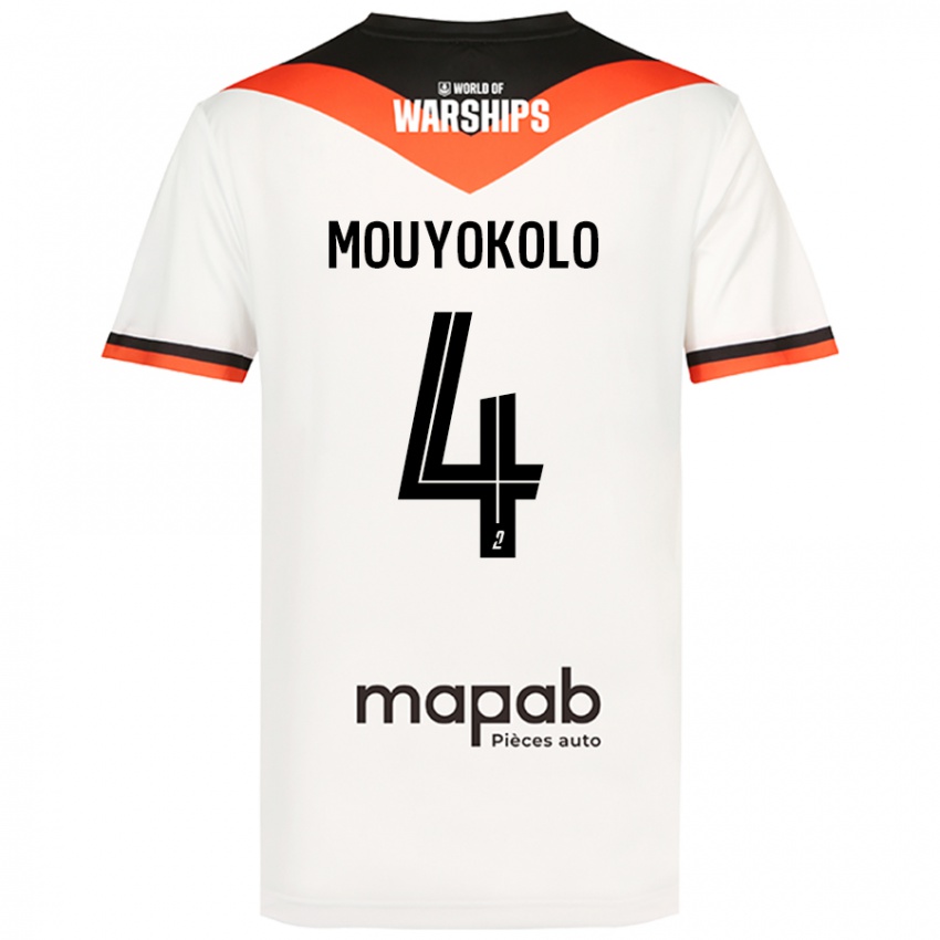 ילדים Loris Mouyokolo #4 לָבָן הרחק ג'רזי 2024/25 חולצה קצרה