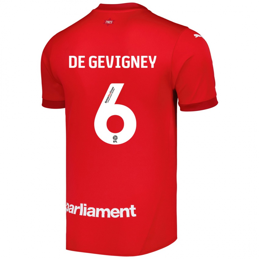 גברים Maël De Gevigney #6 אָדוֹם ג'רזי ביתית 2024/25 חולצה קצרה