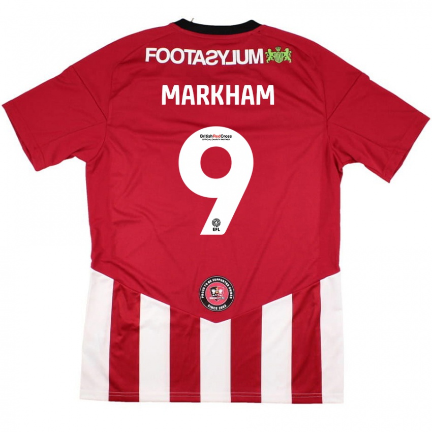 גברים Jenna Markham #9 אדום לבן ג'רזי ביתית 2024/25 חולצה קצרה