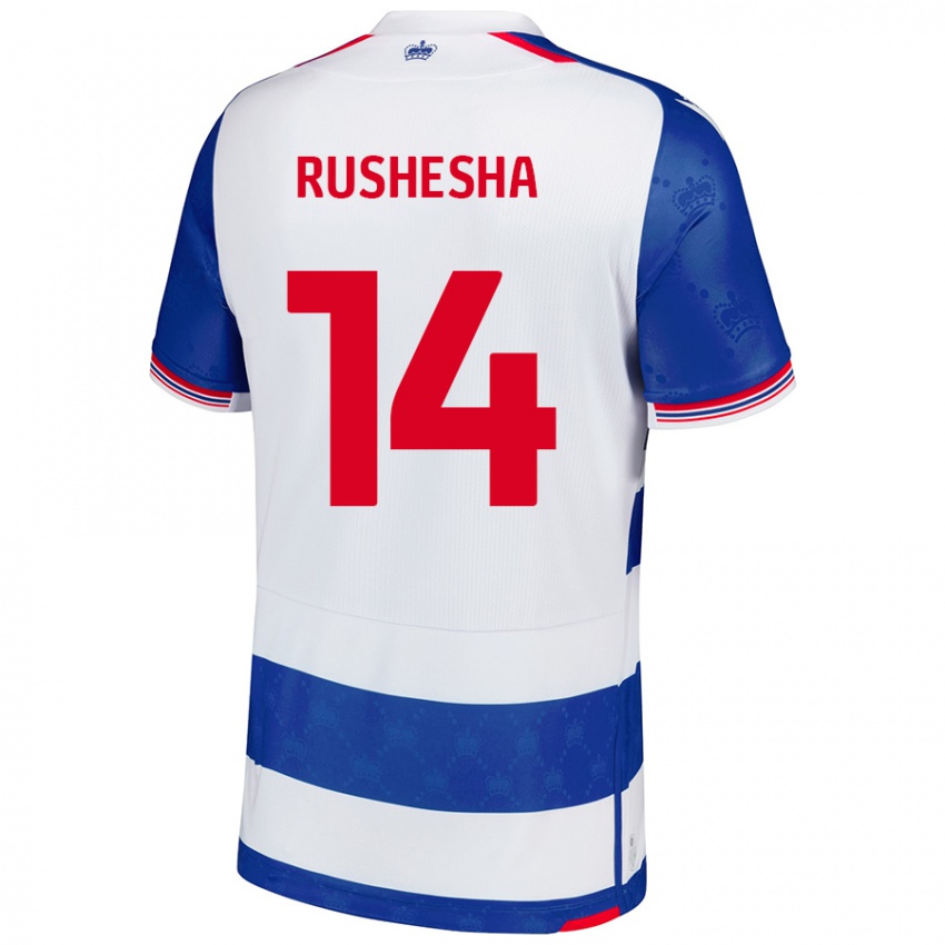 גברים Tivonge Rushesha #14 כחול לבן ג'רזי ביתית 2024/25 חולצה קצרה