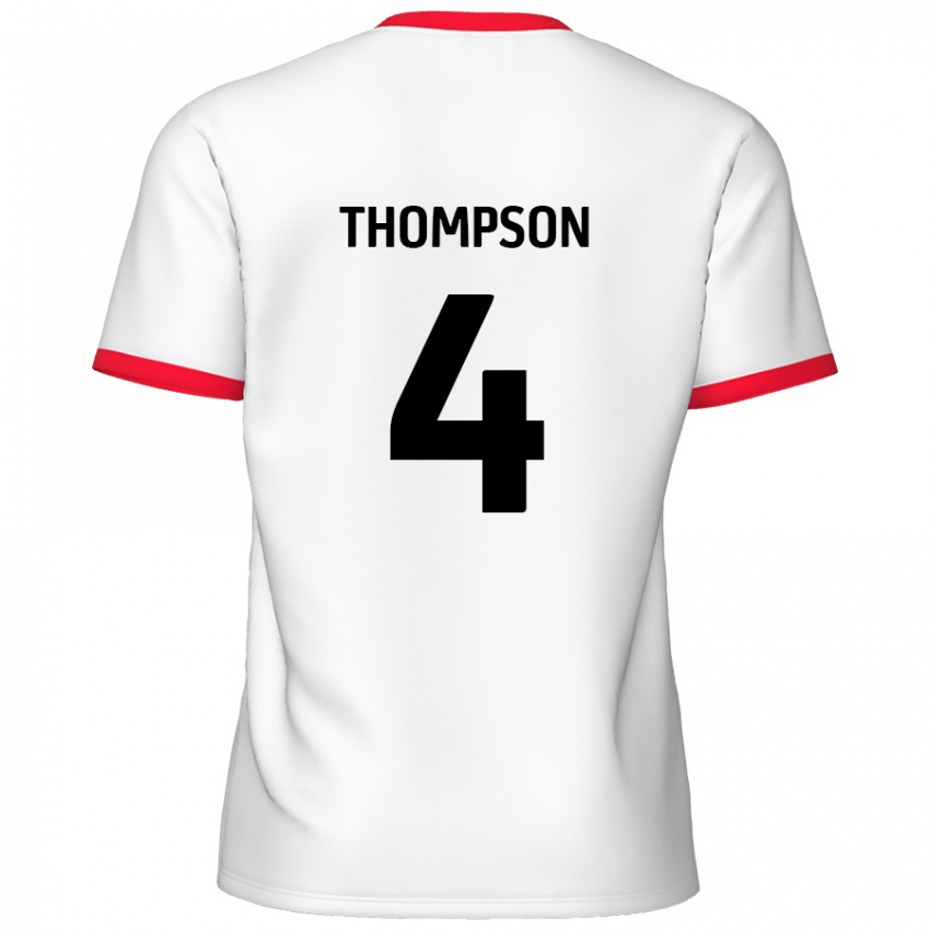 גברים Nathan Thompson #4 לבן אדום ג'רזי ביתית 2024/25 חולצה קצרה