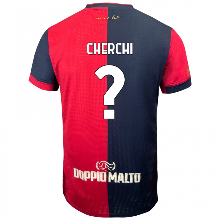 גברים Filippo Cherchi #0 אדום כחול כהה יותר ג'רזי ביתית 2024/25 חולצה קצרה