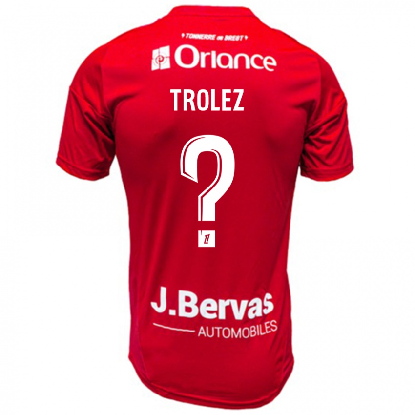 גברים Loann Trolez #0 אדום לבן ג'רזי ביתית 2024/25 חולצה קצרה