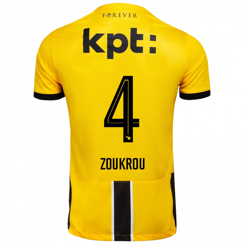 גברים Tanguy Zoukrou #4 צהוב שחור ג'רזי ביתית 2024/25 חולצה קצרה