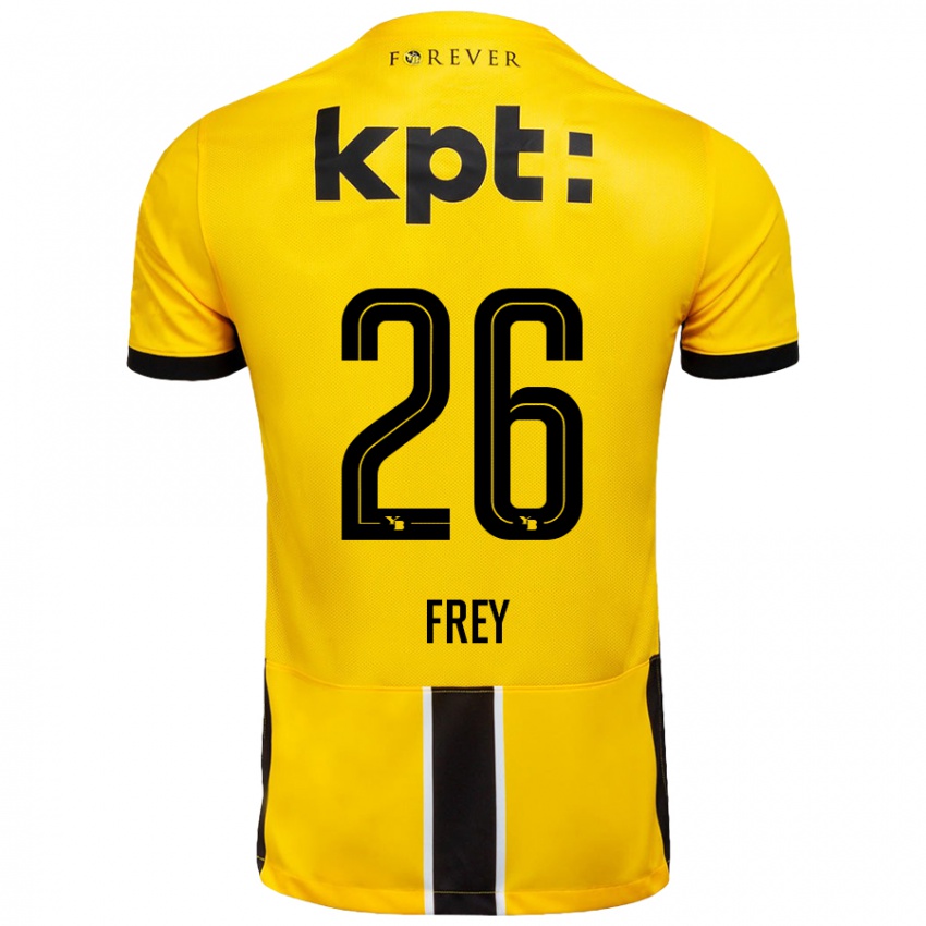 גברים Laura Frey #26 צהוב שחור ג'רזי ביתית 2024/25 חולצה קצרה