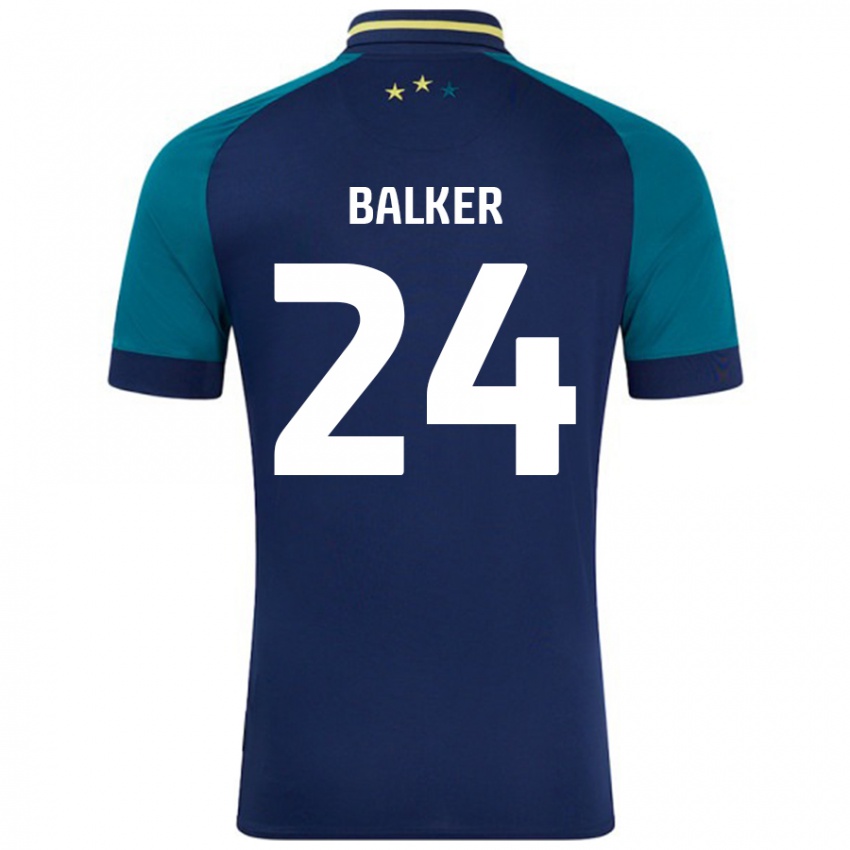 גברים Radinio Balker #24 נייבי ירוק כהה הרחק ג'רזי 2024/25 חולצה קצרה