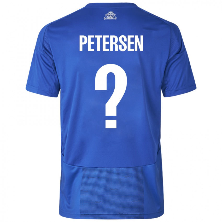 גברים Frederik Petersen #0 כחול לבן הרחק ג'רזי 2024/25 חולצה קצרה