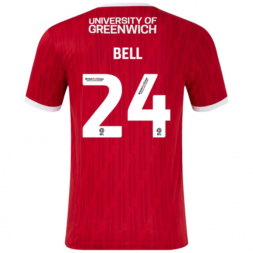 נשים Taylor Bell #24 אדום לבן ג'רזי ביתית 2024/25 חולצה קצרה