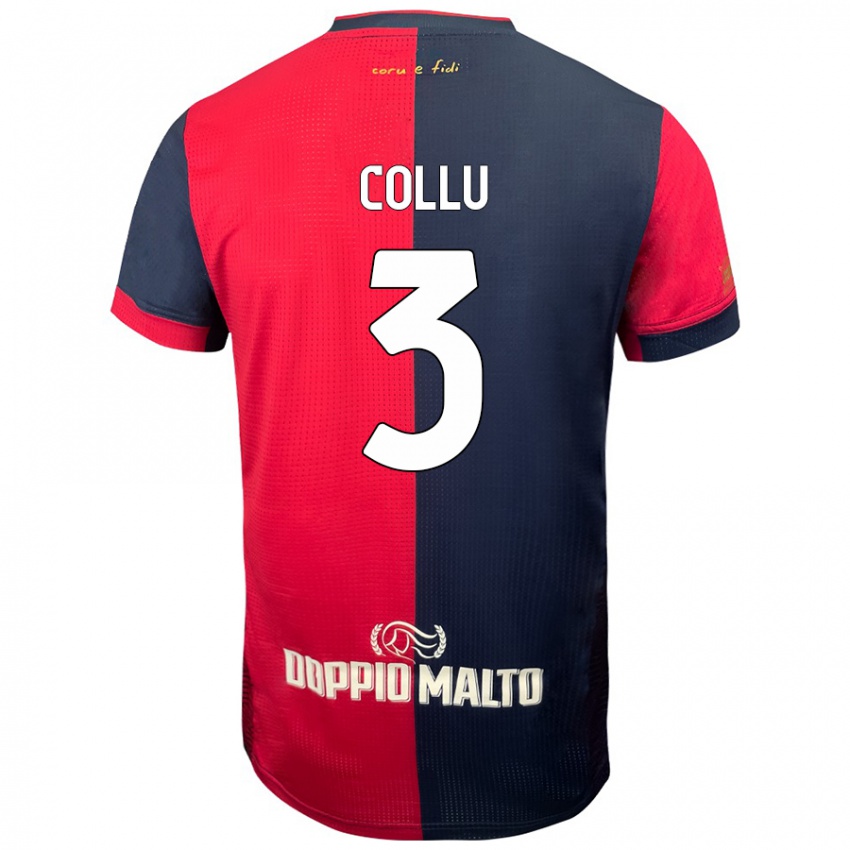 נשים Davide Collu #3 אדום כחול כהה יותר ג'רזי ביתית 2024/25 חולצה קצרה