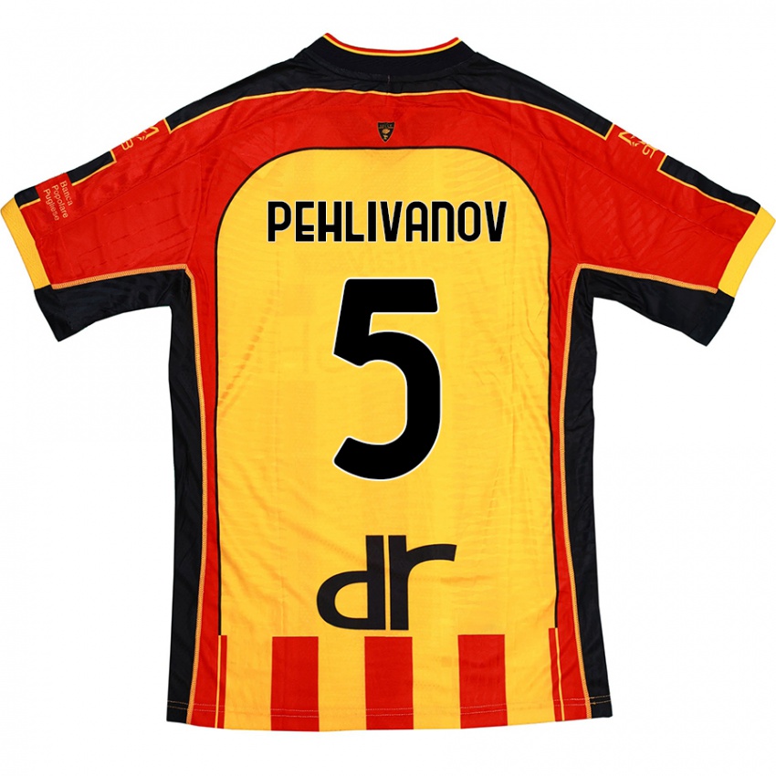 נשים Cristian Pehlivanov #5 צהוב אדום ג'רזי ביתית 2024/25 חולצה קצרה