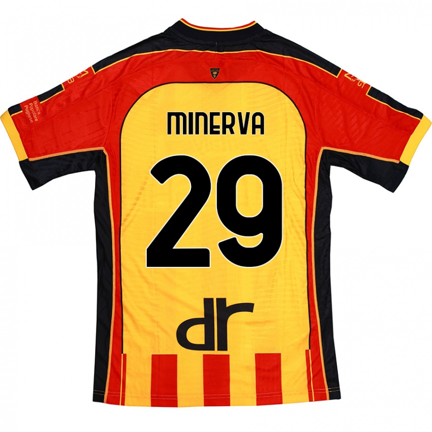 נשים Francesco Minerva #29 צהוב אדום ג'רזי ביתית 2024/25 חולצה קצרה