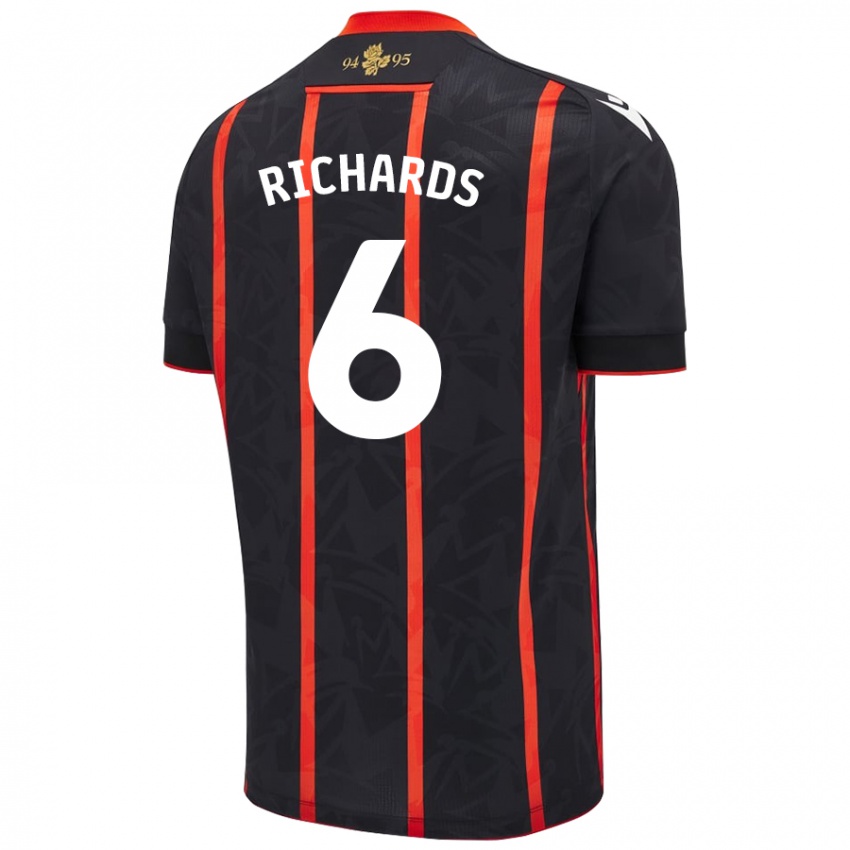 נשים Jade Richards #6 שחור אדום הרחק ג'רזי 2024/25 חולצה קצרה