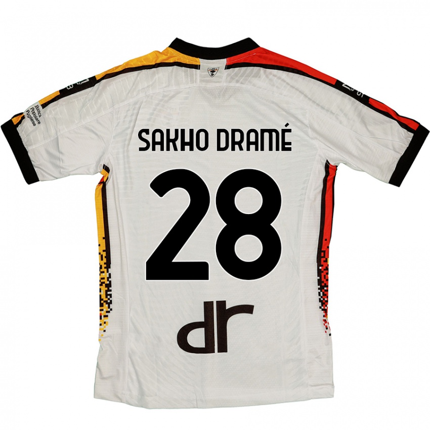 נשים Samba Sakho Dramé #28 לבן שחור הרחק ג'רזי 2024/25 חולצה קצרה