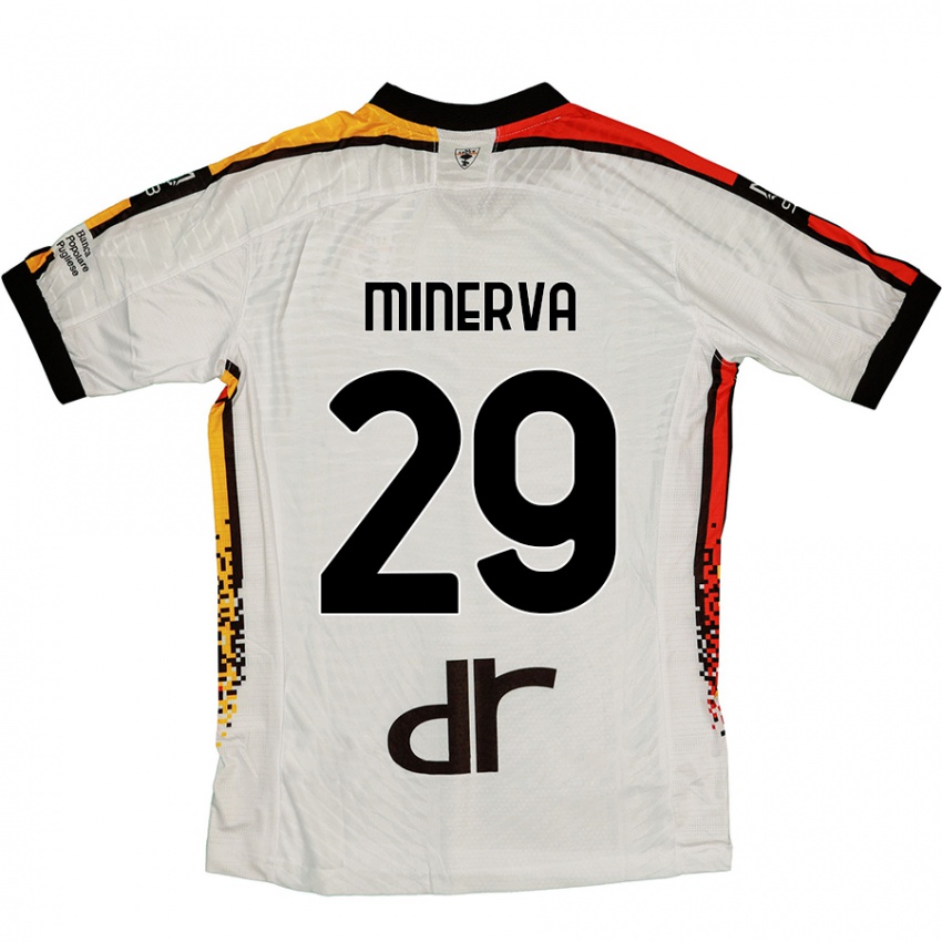 נשים Francesco Minerva #29 לבן שחור הרחק ג'רזי 2024/25 חולצה קצרה