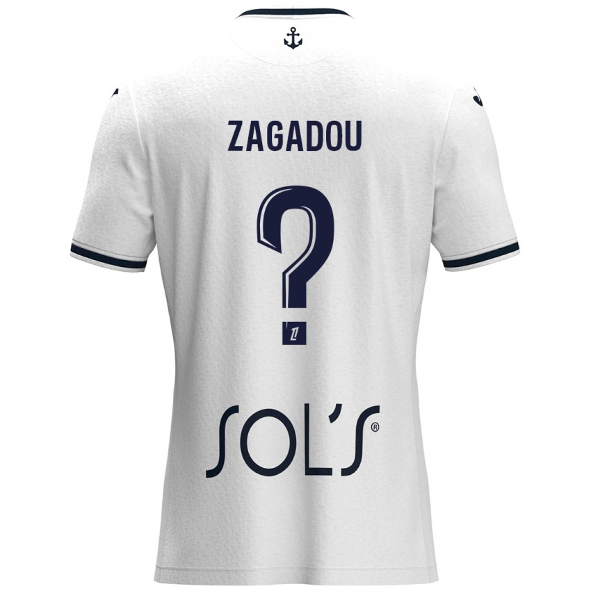 נשים Stephan Zagadou #0 לבן כחול כהה הרחק ג'רזי 2024/25 חולצה קצרה