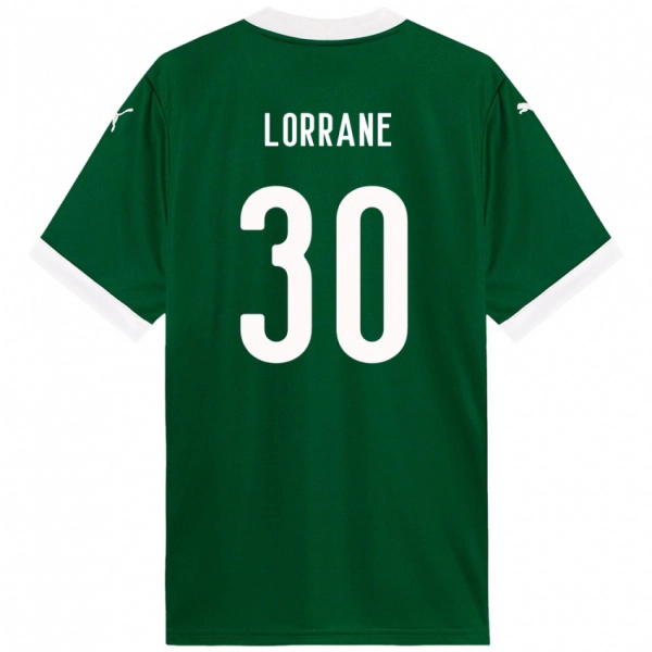 ילדים Lorrane #30 לבן ירוק ג'רזי ביתית 2025/26 חולצה קצרה