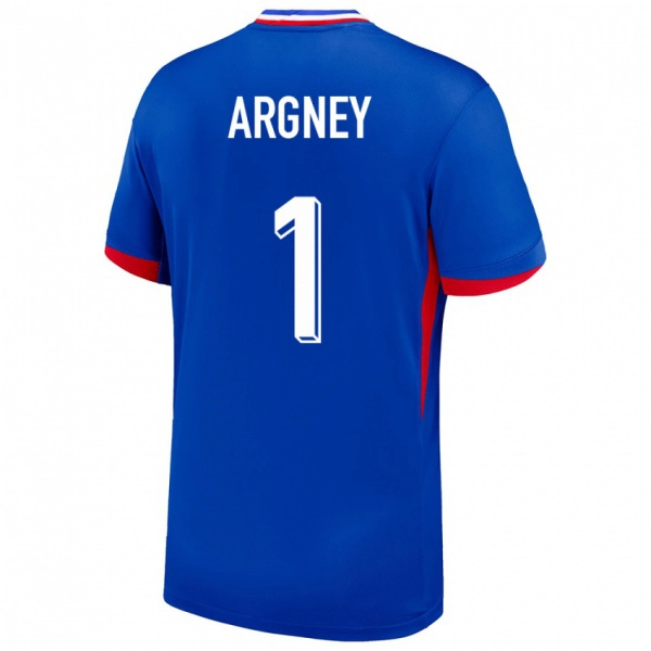 ילדים צרפת Paul Argney #1 כְּחוֹל ג'רזי ביתית 24-26 חולצה קצרה