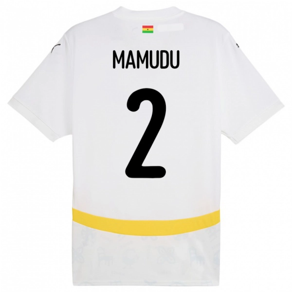 ילדים גאנה Kamaradini Mamudu #2 לָבָן ג'רזי ביתית 24-26 חולצה קצרה
