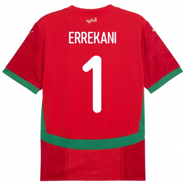 ילדים מָרוֹקוֹ Yahya Errekani #1 אָדוֹם ג'רזי ביתית 24-26 חולצה קצרה