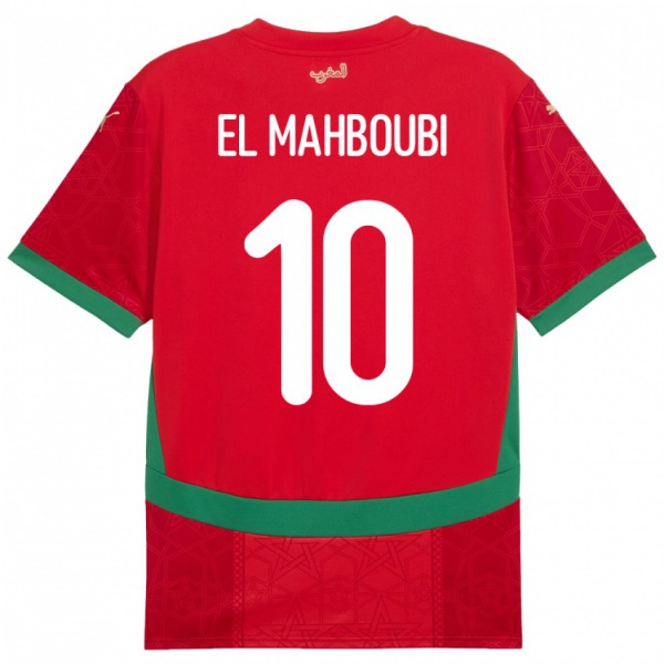 ילדים מָרוֹקוֹ Anas El Mahboubi #10 אָדוֹם ג'רזי ביתית 24-26 חולצה קצרה