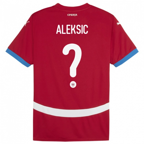ילדים סרביה Milan Aleksic #0 אָדוֹם ג'רזי ביתית 24-26 חולצה קצרה