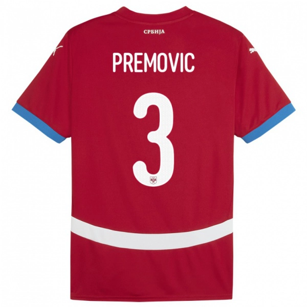 ילדים סרביה Relja Premovic #3 אָדוֹם ג'רזי ביתית 24-26 חולצה קצרה