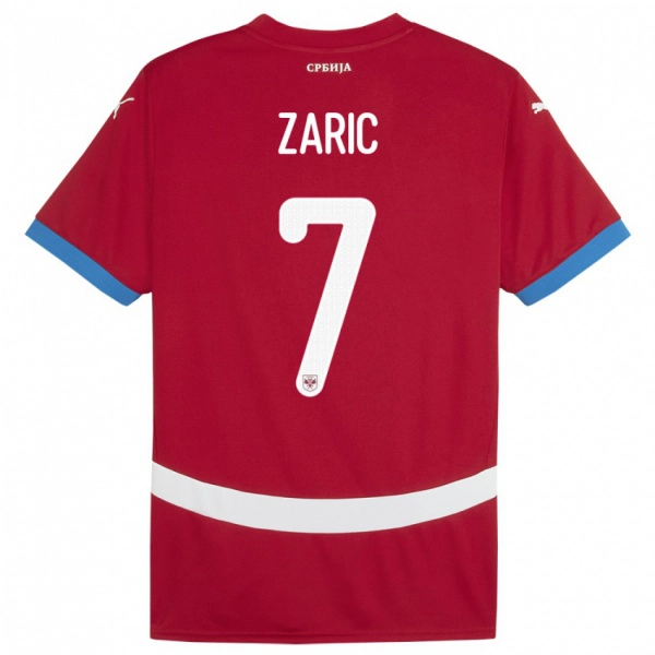 ילדים סרביה Luka Zaric #7 אָדוֹם ג'רזי ביתית 24-26 חולצה קצרה