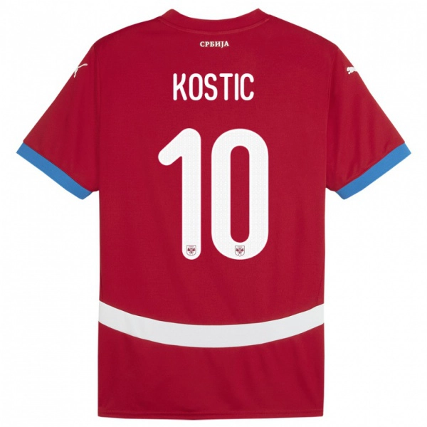 ילדים סרביה Bogdan Kostic #10 אָדוֹם ג'רזי ביתית 24-26 חולצה קצרה